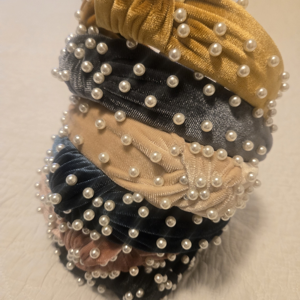 Elegant Pearl-Embellished Headbands Set of 6